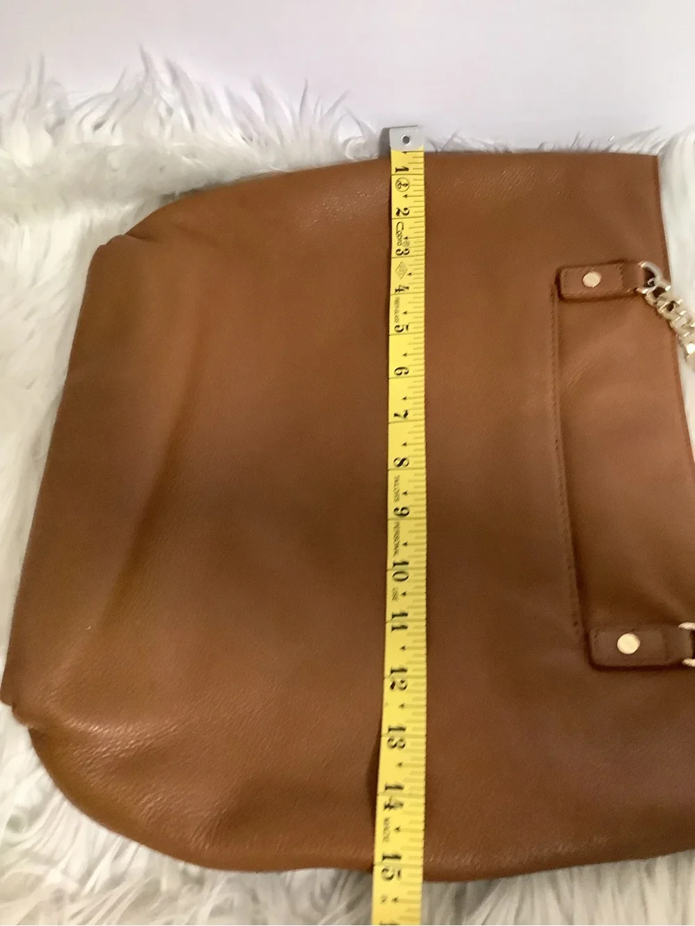 Michael Kors Brown Leather Tote with Gold MK Charm